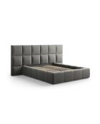 Lit Coffre Avec Tête de Lit en velours Double Isa gris clair - 230x200x125cm