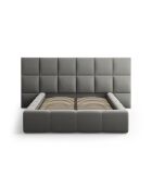 Lit Coffre Avec Tête de Lit en velours Double Isa gris clair - 230x200x125cm