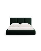 Lit Coffre Avec Tête de Lit en velours Bona vert bouteille - 220x200x100cm