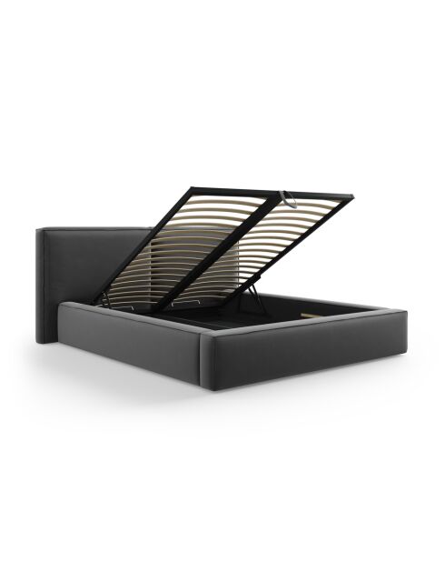 Kommode mit Samtkopfteil für Doppelbett Arendal grau — 228 x 194 x 97,5 cm