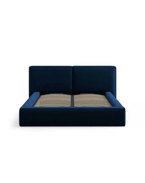 Arendal Königsblaues Doppelbett aus Samt mit Samtkopfteil — 228 x 194 x 97,5 cm