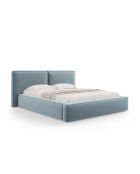 Arendal lichtblauw tweepersoons fluwelen bed met fluwelen hoofdeinde - 228x214x97,5cm