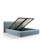 Arendal lichtblauw tweepersoons fluwelen bed met fluwelen hoofdeinde - 228x214x97,5cm