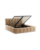 Tweepersoons bedkast met fluwelen hoofdeinde Senna the sand - 226x206x95cm