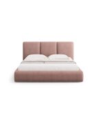 Bedkast met Chenille hoofdbord Bona roze - 220x160x100cm