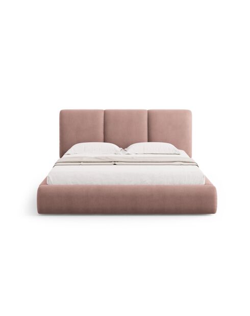 Bedkast met Chenille hoofdbord Bona roze - 220x160x100cm