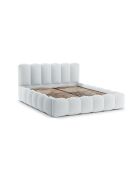 Kofferbed met hoofdeinde in lichtgrijze structuurstof Senna - 226x206x95cm