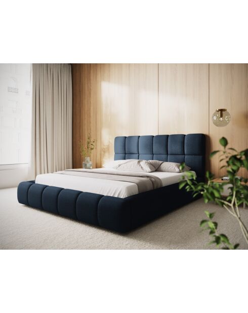 Kofferraumbett mit königsblauem Sauerampfer-Chenille-Kopfteil — 220 x 220 x 100 cm