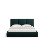 Lettino a cassettiera con testiera in ciniglia Bona verde bottiglia - 220x180x100cm