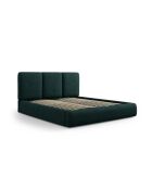 Lettino a cassettiera con testiera in ciniglia Bona verde bottiglia - 220x180x100cm