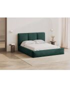 Lettino a cassettiera con testiera in ciniglia Bona verde bottiglia - 220x180x100cm