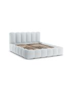 Kofferbed met hoofdeinde in lichtgrijze structuurstof Senna - 226x226x95cm