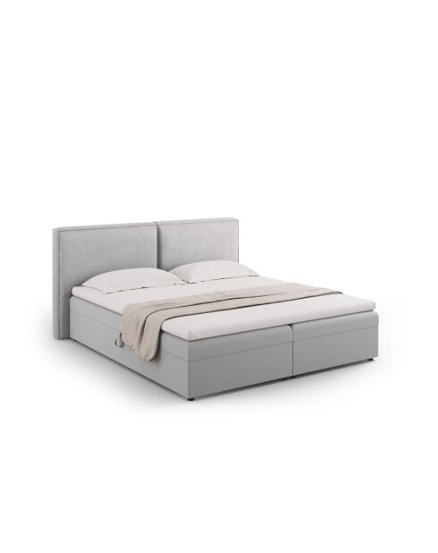 Arendal Truhenbett aus Strukturstoff hellgrau - 210x166x100cm