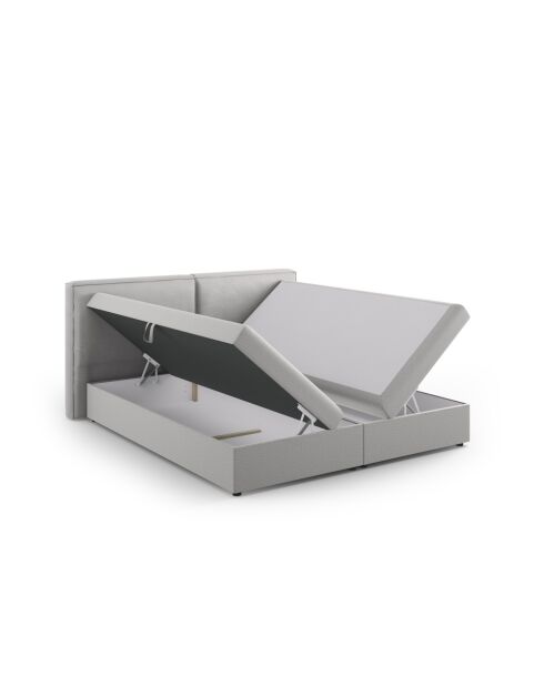 Arendal Truhenbett aus Strukturstoff hellgrau - 210x166x100cm