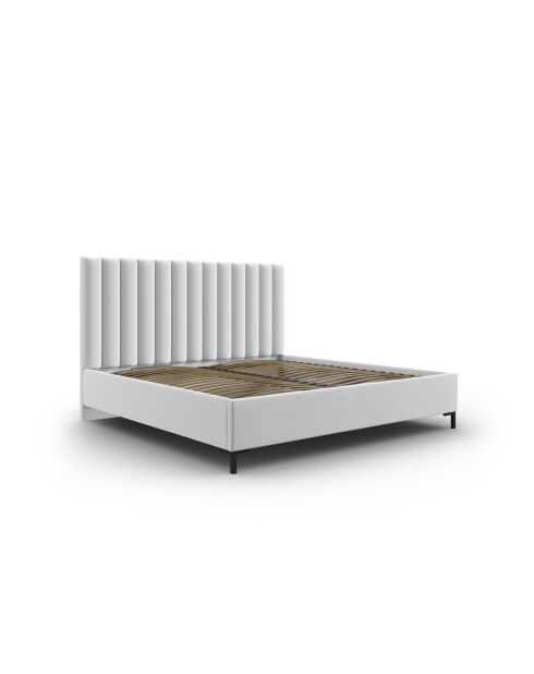 Apollo Kofferbed met hoofdeinde in koude lichtgrijze structuurstof Apollo - 220x210x130cm