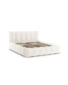 Brustbett mit Chenille-Kopfteil Senna hellbeige — 226 x 186 x 95 cm