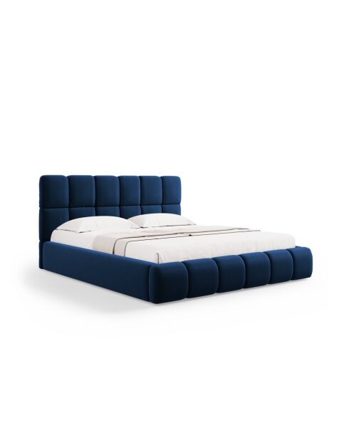 Schlafcouch mit dunkelblauem Kopfteil aus Sauerampfer-Samt — 220 x 200 x 100 cm