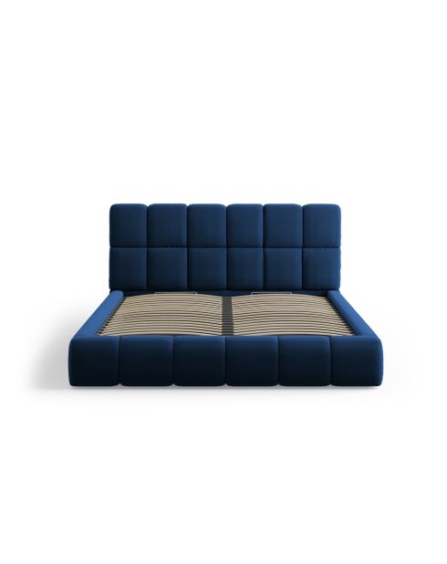 Schlafcouch mit dunkelblauem Kopfteil aus Sauerampfer-Samt — 220 x 200 x 100 cm