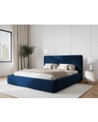 Lit Coffre Avec Tête de Lit en velours Colonel bleu roi - 220x160x100cm