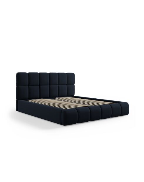 Kofferbed met donkerblauw hoofdbord van zuringfluweel - 220x220x100cm