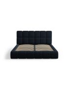 Kofferbed met donkerblauw hoofdbord van zuringfluweel - 220x220x100cm