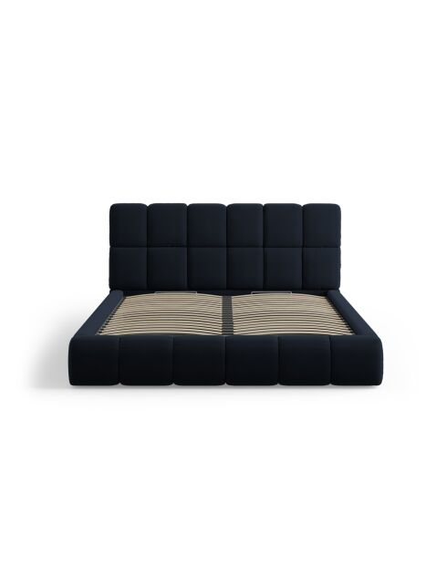Kofferbed met donkerblauw hoofdbord van zuringfluweel - 220x220x100cm