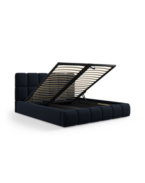 Kofferbed met donkerblauw hoofdbord van zuringfluweel - 220x220x100cm