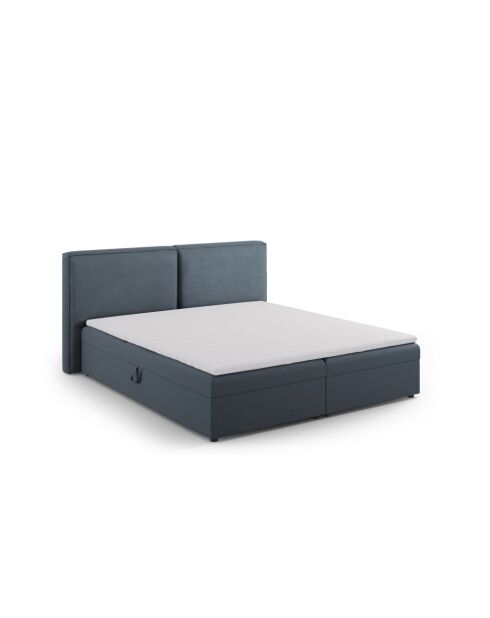 Arendal blauwe borstbed van structuurstof - 210x186x100cm