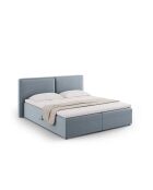 Velvet boxbed Arendal lichtblauw - 210x166x100cm