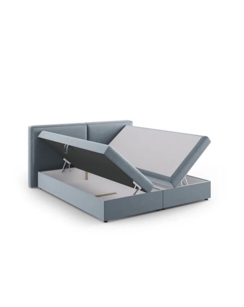 Velvet boxbed Arendal lichtblauw - 210x166x100cm