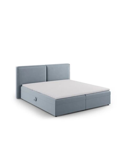 Velvet boxbed Arendal lichtblauw - 210x166x100cm