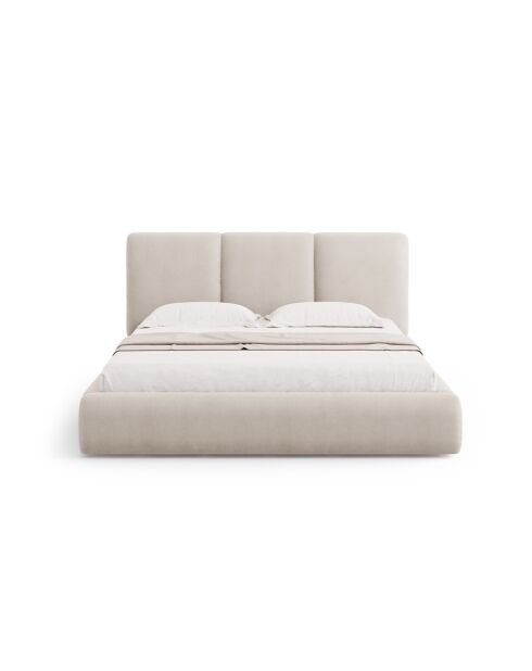 Bedkast met Chenille hoofdbord Bona beige - 220x160x100cm