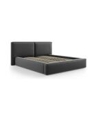 Cama baúl Arendal de terciopelo gris - 210x166x100cm