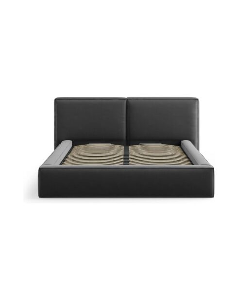 Cama baúl Arendal de terciopelo gris - 210x166x100cm