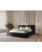 Cama baúl Arendal de terciopelo gris - 210x166x100cm
