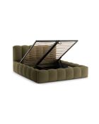Kofferbed met hoofdeinde in groene structuurstof Senna - 226x166x95cm