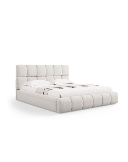 Sauerampfer-Kastenbett mit Chenille-Kopfteil, hellgrauer Sauerampfer — 220 x 220 x 100 cm