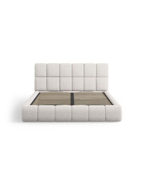 Sauerampfer-Kastenbett mit Chenille-Kopfteil, hellgrauer Sauerampfer — 220 x 220 x 100 cm