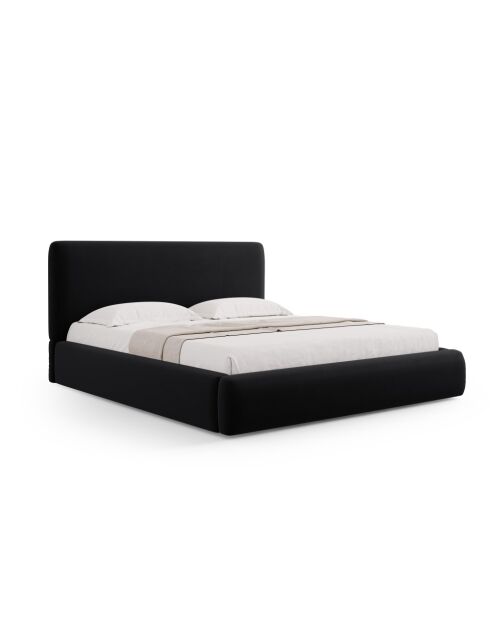 Lit Coffre Avec Tête de Lit en velours Colonel noir - 220x180x100cm
