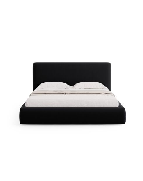 Lit Coffre Avec Tête de Lit en velours Colonel noir - 220x180x100cm