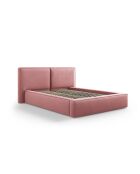 Kofferbett mit Kopfteil aus Strukturstoff Arendal rosa - 228x251x97,5 cm