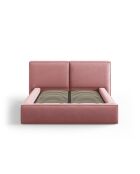 Kofferbett mit Kopfteil aus Strukturstoff Arendal rosa - 228x251x97,5 cm