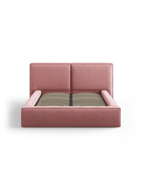 Kofferbett mit Kopfteil aus Strukturstoff Arendal rosa - 228x251x97,5 cm