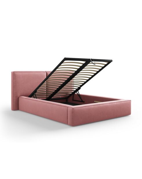 Kofferbett mit Kopfteil aus Strukturstoff Arendal rosa - 228x251x97,5 cm