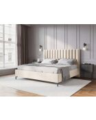 Apollo Kofferbett mit Samtkopfteil, 220 x 150 x 130 cm, hellbeige