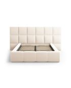 Lit Coffre Avec Tête de Lit en velours Double Isa beige clair - 230x200x125cm