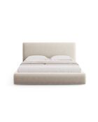Colonel lichtbeige kofferbed met fluwelen hoofdeinde - 220x200x100cm