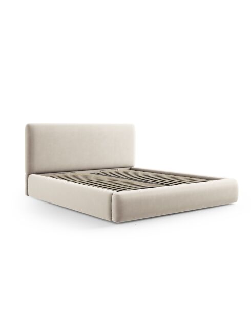 Colonel lichtbeige kofferbed met fluwelen hoofdeinde - 220x200x100cm