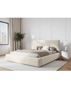 Colonel lichtbeige kofferbed met fluwelen hoofdeinde - 220x200x100cm