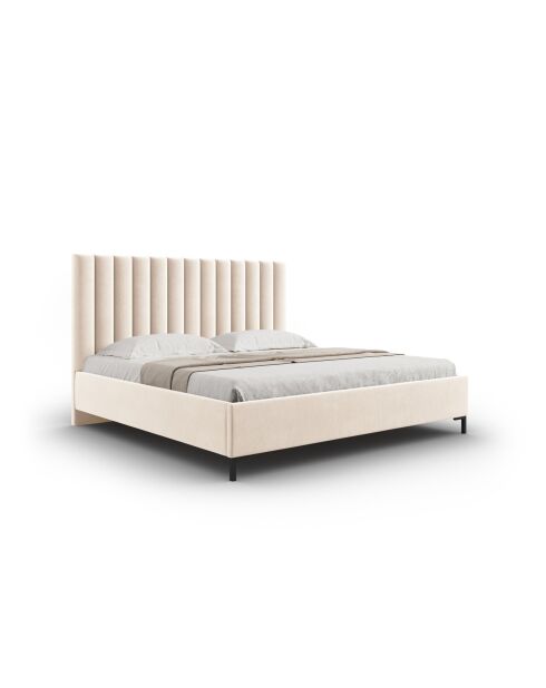 Apollo lichtbeige kofferbed met fluwelen hoofdeinde - 220x190x130cm
